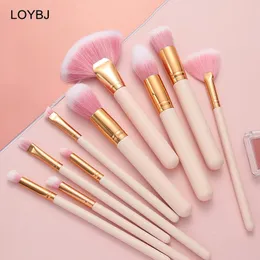 LOYBJ 10-teiliges Make-up-Pinsel-Set für Puder, Foundation, Rouge, Concealer, Nase, Augenbrauen, Lidschatten, Fächerpinsel, kosmetische Schönheits-Make-up-Tools 240311