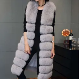 Haining Fur Hot Sale Extended Sleeveless Vest Imitation Fox Coat Autumn and Winter Womens Wear