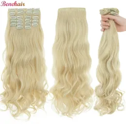 Stück Stück BeneHair 180G 12 pcs welliger Clip in Haare 22 "langes Haar für Frauen Vollköpfchen hitzebeständiges synthetisches Haarstück