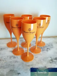 Quality 6x Veuve Clicquot Acrylic Plastic Champagne Orange Flutes Wine Glasses 180ml