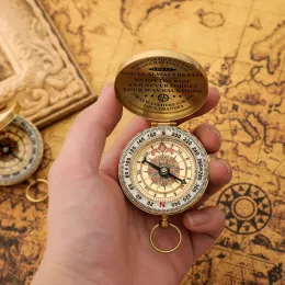 Compass Grandpa To My Grandson High Quality Camping Hiking Pocket Brass Golden Customized Engrave Compass Portable Compass Navigation