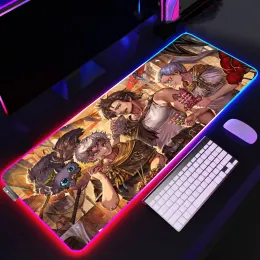 Kuddar mus kuddar svart klöver rgb mause pad led mousepad gamer speltillbehör skrivbord matta skrivbord mattor anime kontor pc xxl stor