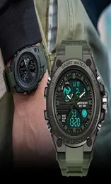 Outdoor wasserdicht Männer Sportuhr 5 Farben Dual Display Analog Digital LED Elektronische Armbanduhren Taktische Zubehör Sport E3887720