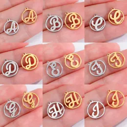 Charms 5pcs Stainless Steel 26 Initial Letter Floral Form Elegant Beautiful For Making Bracelet Earrings Jewelry Wholesale Gifts