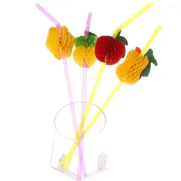 Disposable Cups Straws Creative Straw BBQ 50PCS/Lot Party Assorted Pool 3D Decoration Cocktail Drinking Fruit