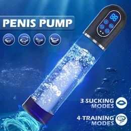 IPX7 Waterproof Electric Penis Pump Vacuum Enlargement Extend Endurance Trainer for Larger Suction Toys Men Masturbator 240312