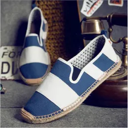 Shoes Fashion Flat Heels Men Linen Male Espadrille Fisherman Shoes Men Flats Plimsolls Striped Canvas Men Casual Shoes 559