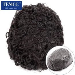 Toupees toupees protesi per capelli maschili ricci 0,12 mm comoda base cutanea toupee uomini durevoli per uomini al 100% nayural human system unità
