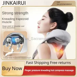 Massaging Neck Pillowws Neck Massager Shiatsu Electric Rechargeable Trapezius Muscle Kneading Shoulder Cervical Spine Multifunction Body Home Massagers 240323