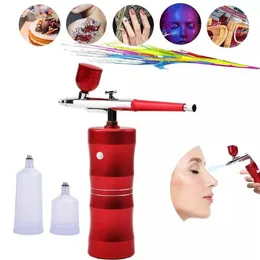 Oxygen Injector Mini Air Compressor Kit Airbrush Paint Spray Gun For Nail Art Tattoo Craft Cake Hydrating Sprayer 240322