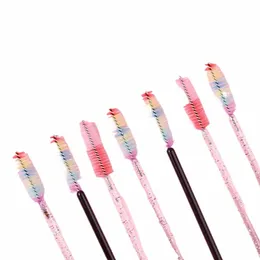 50pcs Eyel Brush Disposable Eyebrow Brushes Rainbow Mascara Wand Applicator L Extensi Cosmetic Makeup Tools 227V#