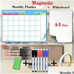 Schowki a3 rozmiar moterm Planner Magnetyczna biała deska do kalendarza ściennego Codzienne harmonogram dzieci w szkole domowe sucha kalen