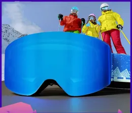 Goggles Новые детские лыжные очки цилиндра в дубле антифогсиогинрических детей на открытом воздухе лыжные зеркальные очки и оборудование
