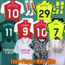 Saka Soccer Jerseys G. Jesus Rice Havertz 23 24 Gunners Martinelli Odegaard Smith Rowe Thomas Nketiah Zinchenko Saliba Trossard Football Shirt Men Kids Set Chil CN5M