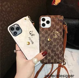 디자이너 디자이너 iPhone 케이스 14 Pro Max Leather Phone Case 11 Crossbody Lanyard 13 삽입 카드 12 Pro Max Coin 카드 케이스 Phonecase G238265C3ONOB