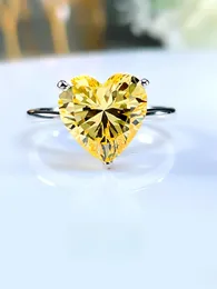 Cluster Rings Fashion Love Colored Diamond 925 Sterling Silver Ring Set med högt kol mångsidiga bröllop smycken grossist