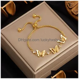 Łańcuch Dieyuro 316L Butodhly Butterfly Bransoletka dla kobiet moda dziewczęta Złota kolor cyrkon biżuteria