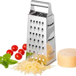 Rostfritt stål 4 -sidiga blad hushållslåda grater container mångsidiga grönsaker skärare kök verktyg manual ost skivare