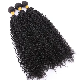 Плетение плетения 1630 дюймов натуральные черные блондинки золотые афро извращенные вьющиеся волосы пучки 100 г синтетические волосы для женщин