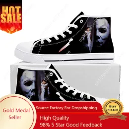 Shoes Horror Halloween High Top Quality Shoes Michael Myers Mens Womens Teenager Canvas Sneaker Casual Couple Sneakers Custom Shoe