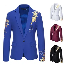 Mens One-Button kostym Fashion Printing Leisure Slim Suit Business Bankett Wedding Dress Suit Mens Blazer 240313