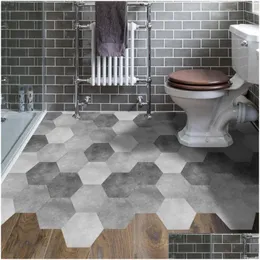 Adesivos de Parede 10 Pçs / Set À Prova D 'Água Banheiro Piso Peel Stick Autoadesivo Azulejos Cozinha Sala de Estar Decoração Não Slip Decal Drop Entregar OTQ1X