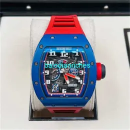 スイスの有名な腕時計Richardmills自動機械時計時計メンズシリーズRM030ブルーセラミックサイドレッドパリリミテッドダイヤル427 50 mm完全セットHBT7
