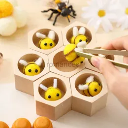 분류 중첩 스태킹 장난감 나무 몬테소리 베이비 꿀벌 꿀벌 허니컴 센서 어린이 교육 육각 상자 계산 퍼즐 24323