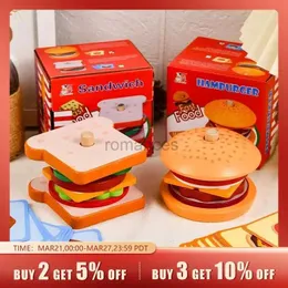 Ordinamento Nidificazione Giocattoli impilabili Cucina in legno hamburger simulazione sabbia set per preparare cibo per bambini impilato in legno 24323