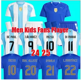 プレーヤーファンアルゼンチンサッカージャージ2024 2025 E.Fernandez J.Alvarez Martinez Dybala Dybala di Maria de Paul Mac Allister E.Martinez 24 25フットボールメンキッズシャツユニフォーム