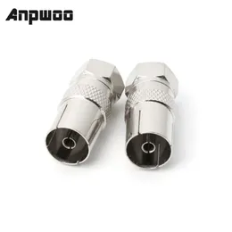 Anpwoo 2 peças conector macho tipo f, soquete para adaptadores rf femininos aéreos de tv coaxial rf