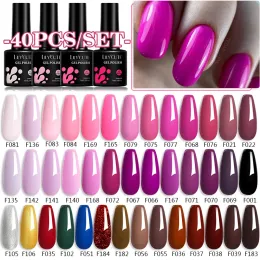 Zestawy LilyCute 40/22 KOLORY Zestaw lakieru do paznokci 7 ml kolorowy półprzepustny UV Manicure Zestaw paznokci Zestawy lakier