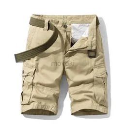 Shorts masculinos 2024 verão masculino multi bolso bens militares shorts algodão cáqui masculino tático shorts 30-38 cinto livre 24323