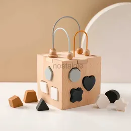 Сортировка, штабелирование игрушек, головоломка Монтессори, обучающие игрушки, деревянная коробка, силиконовый геометрический блок, соответствующий форме 24323