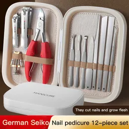 Rostfritt stål Nagelklippare Set Grooming Tool Set med bärbar CASE Manicure Art Tool Green Nails Cut 240307