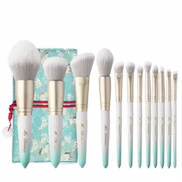 MyDestiny Makeup Brush-Ice-ICE White 12PCS Synthetic Hair Cosmetic Brushes Set-Foundati Blusher Powder Eyeshadow Cosmetic Tools J8xm＃