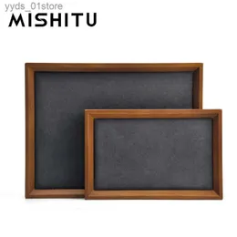 Jewelry Boxes MISHITU Solid Wood Jewelry Display Tray Sieraden Opbergvak Display Ring Armband Ketting Opbergdoos Showcase Lade Organizer Trays L240323