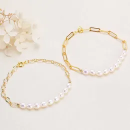 Modny łańcuch słonecznika ryż ziarno ziarno spółek perłowy elegancki i minimalistyczny Zhuji słodkowodna bransoletka regulowana długość dla kobiet