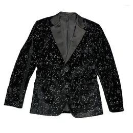 دعاوى الرجال 2024 Spring Full Sky Star Flat Velvet Slim Fit Supal Suit Coat for Exerior Corean Internet Failure Nightclub