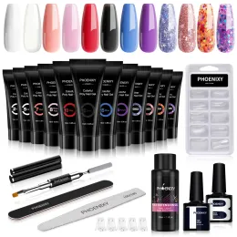 Kits poli kit de gel de unhas 12/9/6pc extensão de unhas gel conjunto de ferramentas de arte de unhas conjunto de extensão de construção rápida gel manicure conjunto iniciante kit de unhas de gel