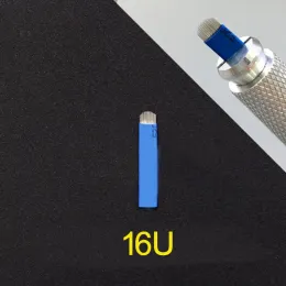기계 16U *100pcs 영구 메이크업 눈썹 타투 블레이드 마이크로 블레이드 바늘 3D 자수 설명서 문신 펜 머신