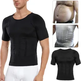 Мужская компрессионная рубашка для похудения, гинекомастия, тонкая корректирующая одежда, формирователь живота, топы для уменьшения живота, тренажер для талии, корректирующее белье 240323