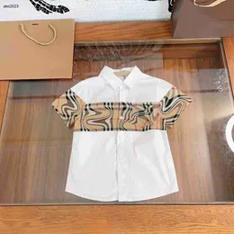 Classics kids designer clothes Checker splicing design baby shirt Size 110-160 CM high quality Short sleeve girls boys Blouses 24Mar