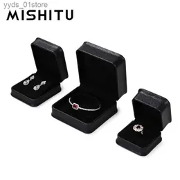 Jewelry Boxes MISHITU Leather Jewelry Organizer Wedding Ring Box Pendant Necklace Storage Case Gift for Women Packaging Display Box L240323