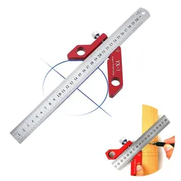 Center Finder Multifunktion XY-Ruler Circle Center Marking 45 ° 90 ° Skriptmätare Metric InchFor Woodworking Measuring Scribe Tool 240307