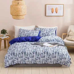 Set 2/3pc Duvet/Quilt Cover+Kissenbezug Set Blue Stripe Geometrische Sternhart -Print EU/Au/USA Bettwäsche Bettwäsche Home Textile Keine Blechaussage Vorhänge