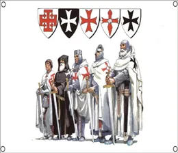 Баннер с рыцарским флагом, полиэстер 144, 96 см, повесить на стену, 4 люверса, флаг на заказ, украшение для помещения, рыцарь-тамплиер6753390