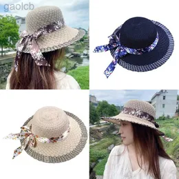 Geniş Memlu Şapkalar Kova Şapkaları Kadınlar Zarif Çiçek Yay Şeridi Güneş Şapk Vintage Saman Şapka Yaz Seyahat Güneş Koruma Geniş Köşk Şapka Giyim Aksesuarları 24323