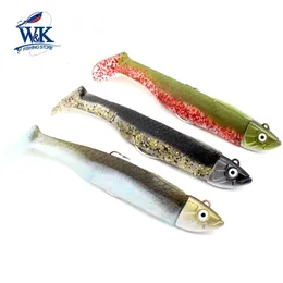 Saltwater Fishing Lure Set with 10 Worm Hook 14g Jig Head 9cm Soft Bait Black Eel Action Weedless Minnow Vinyl Fish 240313