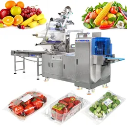 Kutu Akış Paketleme Makinesinde Tam Otomatik Pistonlu Domates Çilek Meyvesi Yatay Akış Sarma Paket Makinesi